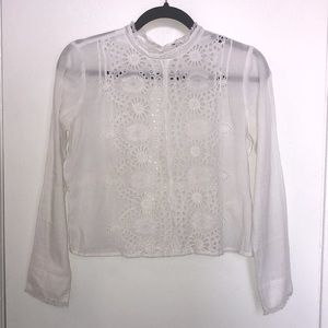 Free People white cotton shirt with cutout detail